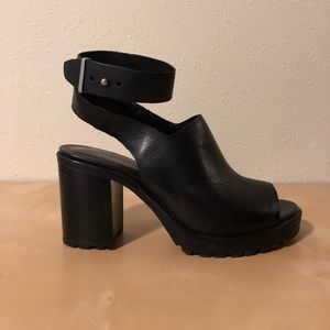 Zara chunky peep toe heels